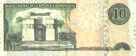 Rckseite 10 Peso Geldschein Dominikanische Republik 2004